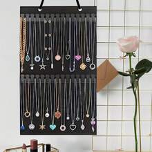 Reversible Felt Necklace Organizer - Wall-Mounted Jewelry Storage & Display Holder For Home Decor - Black - View 1