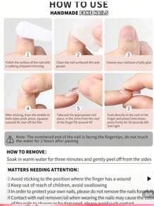 Kids Handmade Strawberry Nail Art Stickers, Hand-Painted Cute Cartoon Nail Strips, Short Style For Kids, S/M/L Size