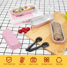 50 Stücke 200 ml rechteckige Aluminiumfolie Backform mit Deckel und Löffel, in rosa, Mini-Brotauflauf, rechteckiger Backbehälter Küchenausstattung, Muffinform, Kuchenform mit Deckel, Muffinförmchen, Torten, Sahnetorte
