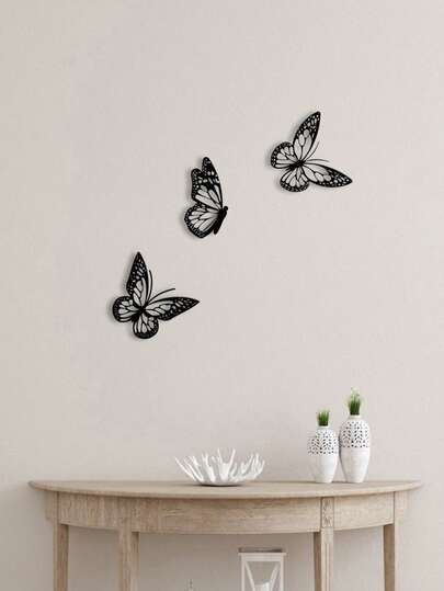 3pcs Classic Metal Butterfly Wall Sculptures, Indoor & Outdoor Hanging Decor For Living Room, Bedroom, Garden
