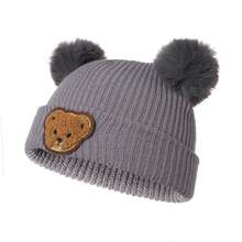 Baby Winter Hat Cute Bear Pattern Knit Beanie Warm Cap For Infant Newborn Cold Weather Accessories