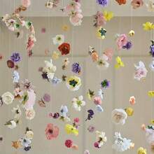 20pcs Bohemian Style DIY Spring Floral Hanging Curtain, Door Curtain With Fishing Line - Colorful Artificial Flowers, Suitable For Room, Bedroom, Outdoor Garden Decor, Wedding, Shower And Party Backdrop, Valentine's Day And Spring Party Decor, Wedding Decor | Decorative Hanging Flowers | Colorful Decor, Artificial Flowers For Decoration