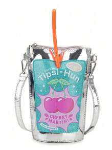 Bolsas e Bolsas de Mão Inéditas em Formato de Suco de Cereja para Mulheres, Bolsa Transversal com Formato Fofo, Bolsa de Embreagem de Moda, Couro PU
