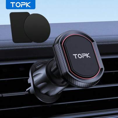  TOPK Magnetic Phone Car Mount With 6 Strong Magnets Phone Holder For Car Cell Phone Magnetic Car Mount Holder Compatible With All Smartphones