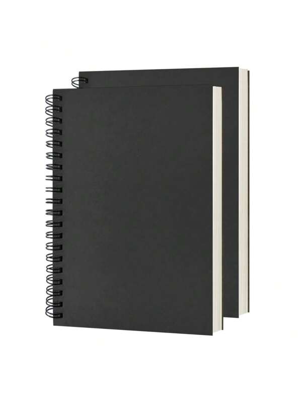 2 paquetes de cuadernos espirales en blanco, tapa blanda, libreta de bocetos, 100 páginas / 50 hojas, 7.5 pulgadas x 5.1 pulgadas, 100 g/m², (negro), útiles escolares, de vuelta a la escuela