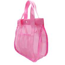 Mesh Toiletry Bag, Portable Multi-Pocket Storage Organizer Tote, Beach Carry Bag, Polyester Mesh Beach Bag