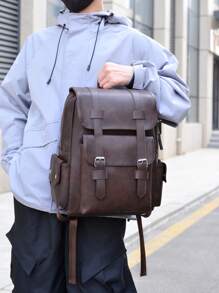 حقيبة ظهر للكمبيوتر المحمول بحجم 14.7بوصة سعة كبيرة للمراهقين البنين الرجال من جلد البولي يوريثان، حقيبة ظهر مدرسية ذات سوست عالية الجودة شنطه جامعه شنط جامعات شنطة ظهر للسفر حقيبه جامعه