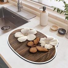 1pc Vintage Floral & Butterfly Bathroom Entrance Mat, Made Of Diatomaceous Earth, Absorbent Quick-Dry, Soft & Comfortable, Easy To Clean, Durable, Reusable, Bathroom Rug, Kitchen Mat, Bathroom Mat, Door Mat, Small Carpet, Carpet, Mat, Home Decor, Area Rug, Outdoor Mat, Bedroom Rug, Washable Carpet - Multicolor - View 7