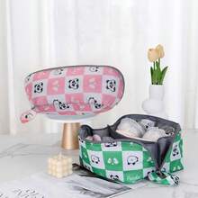 1 قطعة/2 قطعة حقيبة تنظيم الملابس الداخلية بطبعة الباندا الجميلة، سعة كبيرة متعددة الجيوب لتخزين الأغراض في المنزل والسفر، قابلة للطي وللحمل