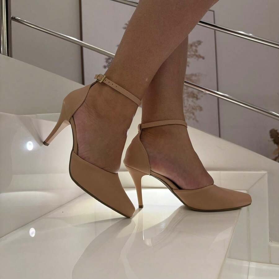 Show Show Scarpin Salto Alto de Fivela Sapato Sandalia Bico Fino Stilleto