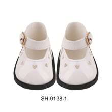1 Pair Of Doll Shoes Fit For 18/14 Inch American Dolls, Fashionable Doll Heart-Shaped Patent Leather Shoes With Hollow-Out Decor And Buckle Design, Available In White, Red, And Black, Perfect Gift For Girls And Boys On Birthday, Holidays