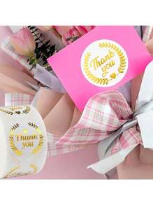 500 pezzi/rotolo Adesivi in oro con la scritta "Grazie", rotondi da 1 pollice, ideali per biglietti di auguri, matrimoni, regali per le vacanze, buste, decorazioni fai-da-te con brillantini, etichette adesive in PVC, forniture per la scuola, back to school