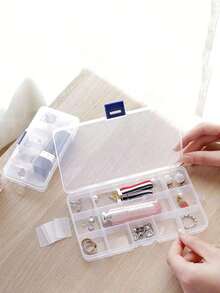 Detachable/Fixed Translucent Multi-Compartment Jewelry Organizer, Earring/Ring/Necklace Display Case, Multi-Functional Dustproof Box, Earrings, Rings, Ear Stud Box, Plastic Compartment Organizer Box For Bead, Rings, Jewelry, Screws, Handicraftstravel Essentials Vacation Summer Holiday Back To School School Stuff Bag For School Travel Bag For Women Makeup Bag For Travel - Clear - View 5