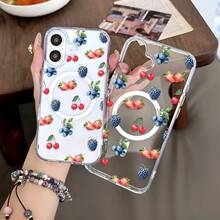 A Stylish Phone Case. Does Not Include Lanyard Or Stand. Strawberry Blueberry Fruit Print Pattern Premium Magnetic Phone Case. Compatible With 16e/16/15/14/13/12/11/ProMax/Pro/Plus/XSMax/XS/X, And Galaxy S22/S23/S24/S25/Plus/FE/Ultra. Fashionable Women's Summer Unique Transparent Cases. Shockproof, Drop-Proof, Ultra-Thin Design Acrylic+TPU Hard Back. Non-Yellowing Clear Protective Cover For Men, Women, And Girls. Protective Cases For [Unclear - Possibly "Pr" Or "Pr"]. - 清除 2 - 查看 11