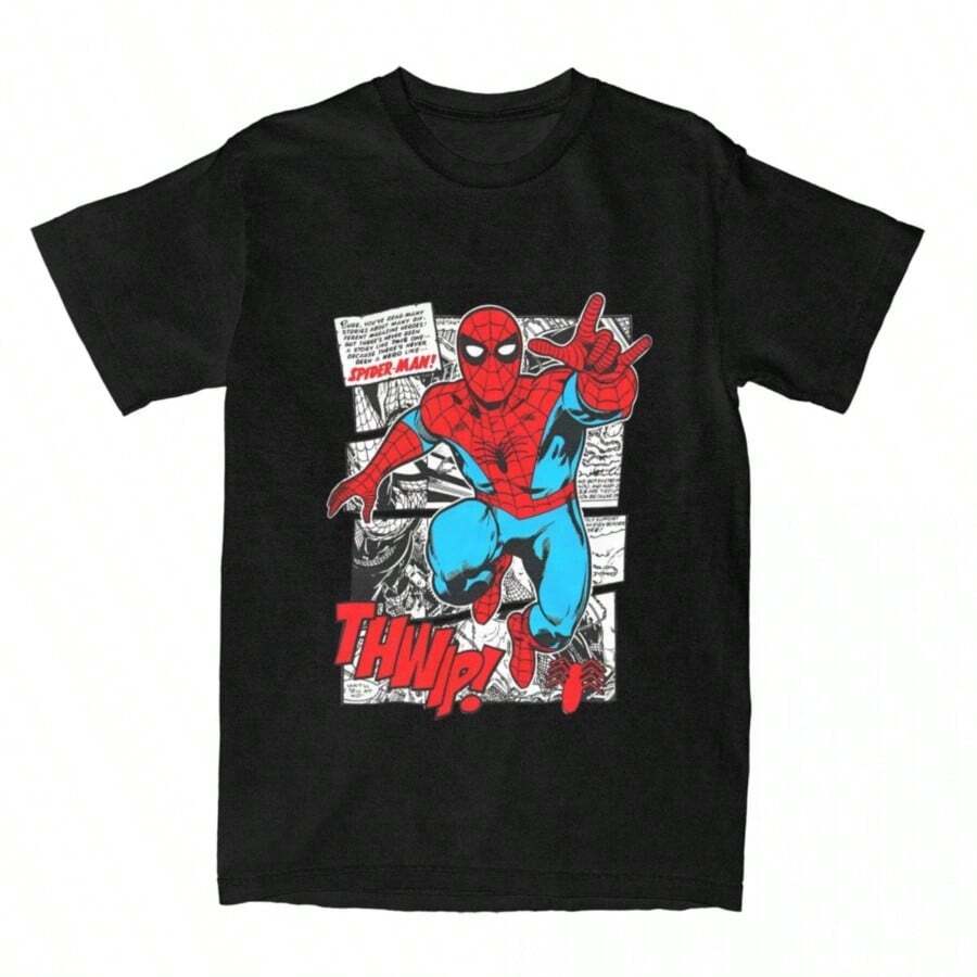 Men's T Shirt Amazing Fantasy Spiders-Mans Comic T Shirts Popular Summer Tees Street Style 100 Cotton Clothing Plus Size 6XL - 黑色 - 查看 1