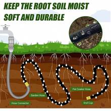 Flat Soaker Hose 100ft, Garden Hose With Heavy Duty Double Layer Design, Drip Irrigation Hose Saves 80% Water, Leak Proof Sprinkler Hose For Garden, Lawn, Vegetable Plot (50ft X 2) - 25英尺 - 查看 7