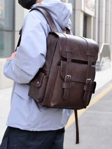 حقيبة ظهر للكمبيوتر المحمول بحجم 14.7بوصة سعة كبيرة للمراهقين البنين الرجال من جلد البولي يوريثان، حقيبة ظهر مدرسية ذات سوست عالية الجودة شنطه جامعه شنط جامعات شنطة ظهر للسفر حقيبه جامعه