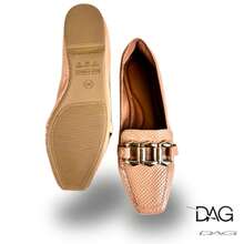 Julia Women's Square Toe Pumps With Buckle | Nude Varnish Scales – Textured, Delicate. - Beige - View 6