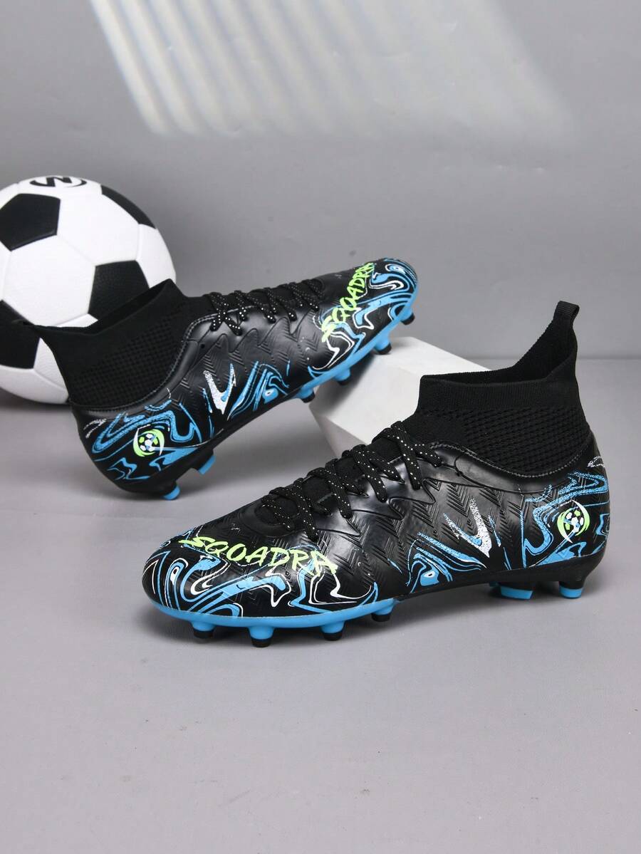 1 Pair Adult Unisex Low-Top Outdoor Soccer Cleats, Professional Sports Shoes For Men, Large Size, Non-Slip, Wear-Resistant, AG/FG Suitable For Natural Grass, Soft Ground, Lace-Up Football/Rugby Shoes, Lightweight, High-Performance, Anti-Slip Design, High-Top Professional Soccer Boots, Factory Direct - Dark Blue - View 1