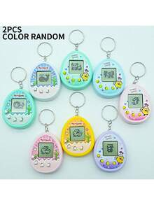 4 piezas de Mascotas electrónicas, pantalla en blanco y negro, consola de juego portátil mini colgante, crianza de mascotas virtuales, juguete electrónico de espíritus - Multicolor - Ver 5