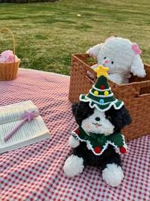 1 pieza Manta de picnic tejida a cuadros rosados, estilo granja americana con encaje, gruesa y de uso múltiple para campamento, playa, sofá, comidas al aire libre y relajación, decoración del hogar