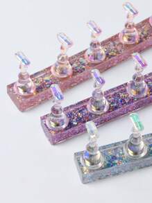 Aurora, supporto pratica per arte di unghie in cristallo lucido a scacchiera, supporto magnetico finto per unghie indossabile, base laser per praticare unghie in acrilico, accessori per unghie