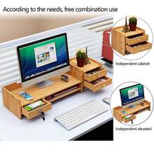 Wooden Desk Organizer With Drawers Office Supplies Computer Desktop Tabletop - 1 - View 7