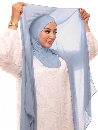 1件装女士经典休闲套头雪纺围巾，纯色舒适透气莫代尔面料，可作颈巾、头巾、多功能头巾，适合日常穿着。