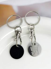 1 pieza Moneda de metal con logotipo de carrito de supermercado, gancho de langosta, llavero creativo, disponible al por mayor, un regalo para mamá, accesorio para coche, dije para bolso, accesorio escolar, lindo, gótico, Y2K