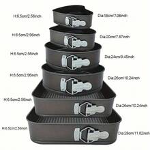 6PCS Springform Pan Round Non Stick Cheesecake Pan Durable Cake Baking Pans With Removable Bottom Cake Molds For Baking - Black - View 4