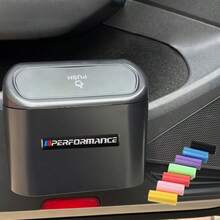 BMW 迷你垃圾桶带盖，旋转式防臭垃圾桶，含 1 卷垃圾袋，耐用铝合金，带装饰性自粘贴纸，3D 创意刻字贴纸，适用于各种车辆，垃圾回收，也适合 1 3 5 7 2 4 6 X 系列、X1 X3 X5 X6 X4 和小型车，办公室和家庭储物盒，是新年、情人节、复活节、感恩节和圣诞节的理想礼物 - 黑色 - 查看 10