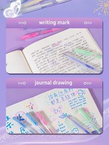 6 支装多色丙烯画画凝胶笔套装，0.5 毫米圆珠笔荧光笔，适用于木材、陶瓷、帆布、指甲、玻璃