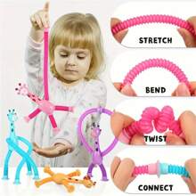 2-packs, 4-packs interactieve zuignap giraffe speelgoedset - perfect voor die saaie werkdagen - een stressverlichtende sensorische ervaring - ideaal paascadeau, Dicks-speelgoed, squishes, speelgoed uit een verkoopautomaat, squishyset, stressbal, die