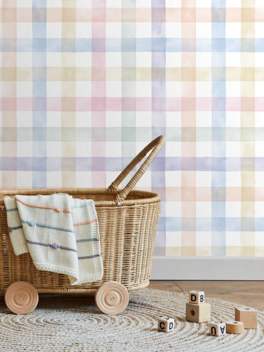 Watercolor Plaid Adhesive Wallpaper - Nhiều màu - Xem 1