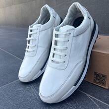 Tenis de Piel Blanco Para hombre casuales Sneakers De Piel Blancos - Blanco - Ver 2
