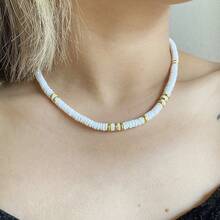 1 件男女通用夏季海滩贝壳珠项链，酷炫冲浪风格珠宝 - 彩色 - 查看 1