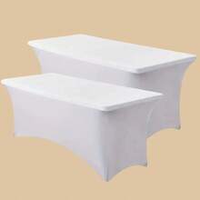 1 包 4-10 英尺桌布，贴合式长方形桌布，弹力面料，6 英尺免熨烫，适用于派对、展会、宴会、婚礼、鸡尾酒会等场合。 - 多色 - 查看 7