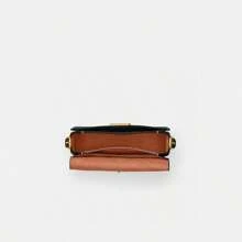 Coach Bolso de hombro de piel auténtica para mujer, tipo cartera, color negro, con cierre magnético.