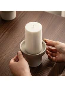 1 Pc Ceramic High Stem Candle Holder, Living Room High-Aesthetic Atmosphere Diffuser Base, Retro Ceramic Fragrance Tray
