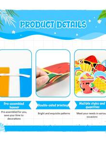 Set de decoración para fiesta de verano - 21 decoraciones para fiesta de playa y piscina, pancarta "Hola verano", colgante de playa y piscina, decoración en espiral con tema hawaiano, set de banderines en espiral de verano - Decoración para fiestas de cumpleaños, hogar, oficina y espacios al aire libre - Multicolor - Ver 7