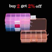 Caja de almacenamiento de plástico rectangular ajustable con ranuras, transparente, para joyería, collares, organizador de artesanía, contenedor para cuentas y joyas