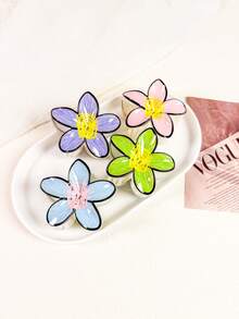1pc/3pcs/6pcs Children Cute Hand-Painted Floral Hair Clips, Encounter Colorful Spring Flower Series, Handmade Floral Hair Clips To Fasten Spring Sunshine In Hair, Unlock Spring Exclusive Colors - Multicolor - View 8