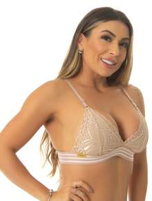 Non-Padded Lace Top Bra With Elastic Trim. - Màu be - Xem 2