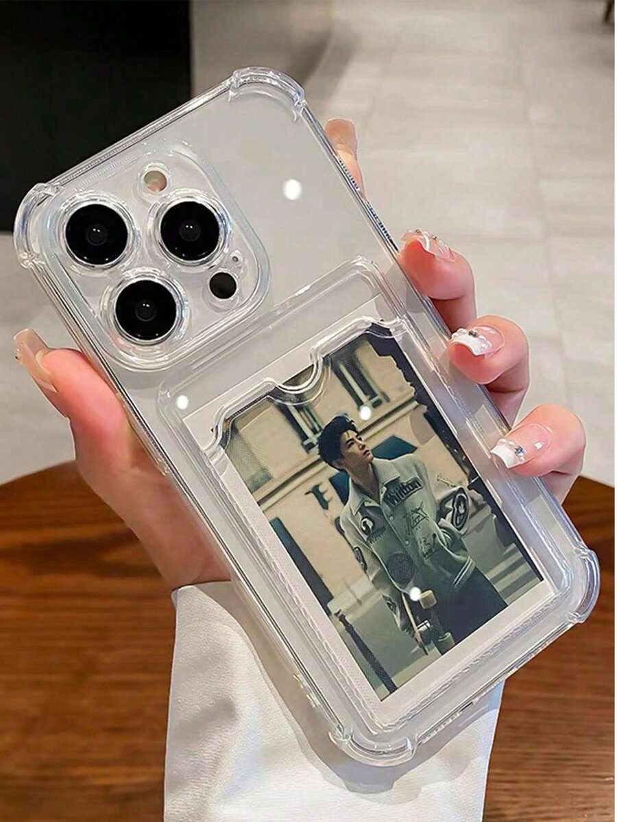 1 pieza Funda de teléfono con bolsillo transparente compatible con Apple 16, 16 Pro, 16 Pro Max, 15, 14, 13, 12, 11 Pro Max, 14 Plus y Galaxy S21, S22, S23, S24, S25, A26, A36, A52, A22 Series Funda de teléfono billetera transparente resistente al agua, a los golpes y a los arañazos