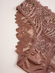 3 Packs Women's Shiny Underwear - Glossy Floral Lace Panties, Vibrant Bloom Design & Buttery-Soft Fit - Elegant Bikini Briefs For Everyday Romance