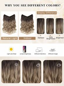 Extensions de cheveux Extensions à clipper en forme de V Extensions de cheveux ondulés Extensions synthétiques en 1 pièce seul morceau avec 5 clips de sécurité Extensions de cheveux à clipser pour usage quotidien des femmes