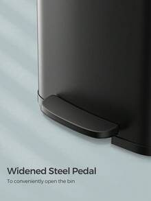 Kitchen Bin, 50L Rubbish Bin, Metal Waste Pedal Bin With Lid, Tall And Large, Black - Black - View 4