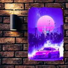 1PC Neon Street Racing Poster, Retro 80s Art, Vintage Car Artwork, Perfect For Garage, Bedroom, Man Cave, Neon Decor, Racing Fan Poster, Futuristic City Art, Street Culture Wall Art - Multicolor - View 8