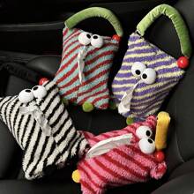 1pc Cute Monster Car Tissue Paper Holder/Car Seat Tissue Hanging Bag/Creative Cartoon Car Decor/Plush Tissue Box Cover For Bedroom
