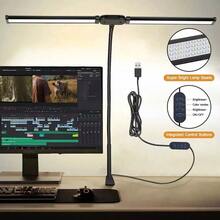 Adjustable LED Desk Lamp With USB Port, 12W Dual-Head Clamp Lamp, 360° Adjustable Gooseneck, 3 Color Modes & 10 Brightness Levels, Eye-Caring Light For Office, Reading, Studying, Drafting, Sewing, Dorm Room